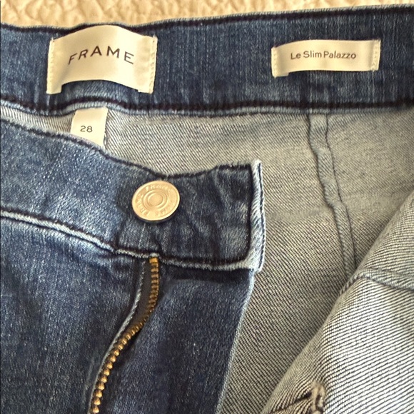 Frame Denim Le Slim Palazzo Pocket Wide Leg Blue Jeans (Thunderstorm) - Picture 2 of 7